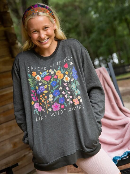 NATURAL LIFE Tops - Natural Life Spread Kindness Pocket Sweatshirt Charcoal Size XXXL
